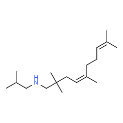 ChemSpider 2D Image | (4Z)-N-Isobutyl-2,2,5,9-tetramethyl-4,8-decadien-1-amine | C18H35N