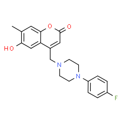 ChemSpider 2D Image | 4-{[4-(4-Fluorophenyl)-1-piperazinyl]methyl}-6-hydroxy-7-methyl-2H-chromen-2-one | C21H21FN2O3
