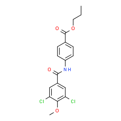 ChemSpider 2D Image | Propyl 4-[(3,5-dichloro-4-methoxybenzoyl)amino]benzoate | C18H17Cl2NO4