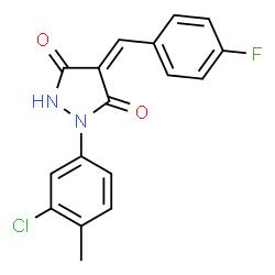 ChemSpider 2D Image | (4Z)-1-(3-Chloro-4-methylphenyl)-4-(4-fluorobenzylidene)-3,5-pyrazolidinedione | C17H12ClFN2O2