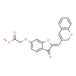 ChemSpider 2D Image | Methyl {[(2Z)-2-(2H-chromen-3-ylmethylene)-3-oxo-2,3-dihydro-1-benzofuran-6-yl]oxy}acetate | C21H16O6