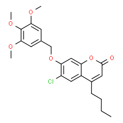 ChemSpider 2D Image | 4-Butyl-6-chloro-7-[(3,4,5-trimethoxybenzyl)oxy]-2H-chromen-2-one | C23H25ClO6