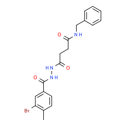 ChemSpider 2D Image | N-Benzyl-4-[2-(3-bromo-4-methylbenzoyl)hydrazino]-4-oxobutanamide | C19H20BrN3O3