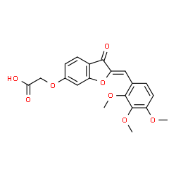 ChemSpider 2D Image | {[(2Z)-3-Oxo-2-(2,3,4-trimethoxybenzylidene)-2,3-dihydro-1-benzofuran-6-yl]oxy}acetic acid | C20H18O8