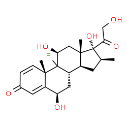 ChemSpider 2D Image | (6beta,9xi,11beta,16beta)-9-Fluoro-6,11,17,21-tetrahydroxy-16-methylpregna-1,4-diene-3,20-dione | C22H29FO6
