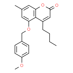 ChemSpider 2D Image | 4-Butyl-5-[(4-methoxybenzyl)oxy]-7-methyl-2H-chromen-2-one | C22H24O4