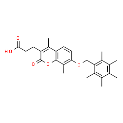 ChemSpider 2D Image | 3-{4,8-Dimethyl-2-oxo-7-[(pentamethylbenzyl)oxy]-2H-chromen-3-yl}propanoic acid | C26H30O5