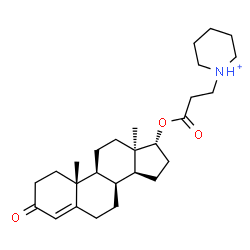 ChemSpider 2D Image | (8alpha,13alpha,17alpha)-3-Oxo-17-{[3-(1-piperidiniumyl)propanoyl]oxy}androst-4-ene | C27H42NO3