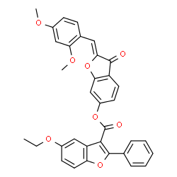 ChemSpider 2D Image | (2Z)-2-(2,4-Dimethoxybenzylidene)-3-oxo-2,3-dihydro-1-benzofuran-6-yl 5-ethoxy-2-phenyl-1-benzofuran-3-carboxylate | C34H26O8