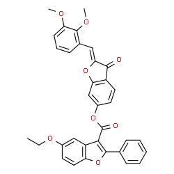 ChemSpider 2D Image | (2Z)-2-(2,3-Dimethoxybenzylidene)-3-oxo-2,3-dihydro-1-benzofuran-6-yl 5-ethoxy-2-phenyl-1-benzofuran-3-carboxylate | C34H26O8