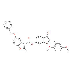 ChemSpider 2D Image | (2Z)-2-(2,5-Dimethoxybenzylidene)-3-oxo-2,3-dihydro-1-benzofuran-6-yl 5-(benzyloxy)-2-methyl-1-benzofuran-3-carboxylate | C34H26O8