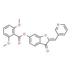 ChemSpider 2D Image | (2Z)-3-Oxo-2-(3-pyridinylmethylene)-2,3-dihydro-1-benzofuran-6-yl 2,6-dimethoxybenzoate | C23H17NO6