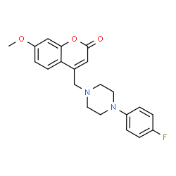 ChemSpider 2D Image | 4-{[4-(4-Fluorophenyl)-1-piperazinyl]methyl}-7-methoxy-2H-chromen-2-one | C21H21FN2O3
