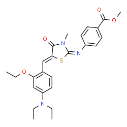 ChemSpider 2D Image | Methyl 4-[(E)-{(5Z)-5-[4-(diethylamino)-2-ethoxybenzylidene]-3-methyl-4-oxo-1,3-thiazolidin-2-ylidene}amino]benzoate | C25H29N3O4S