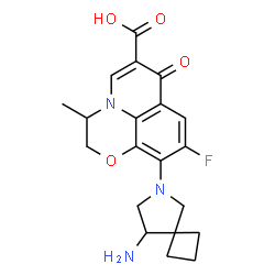 ChemSpider 2D Image | 10-(8-Amino-6-azaspiro[3.4]oct-6-yl)-9-fluoro-3-methyl-7-oxo-2,3-dihydro-7H-[1,4]oxazino[2,3,4-ij]quinoline-6-carboxylic acid | C20H22FN3O4