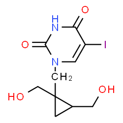 ChemSpider 2D Image | 1-{[1,2-Bis(hydroxymethyl)cyclopropyl]methyl}-5-iodo-2,4(1H,3H)-pyrimidinedione | C10H13IN2O4