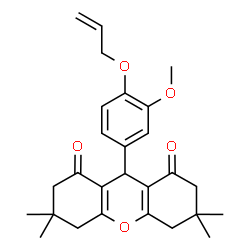 ChemSpider 2D Image | 9-[4-(Allyloxy)-3-methoxyphenyl]-3,3,6,6-tetramethyl-3,4,5,6,7,9-hexahydro-1H-xanthene-1,8(2H)-dione | C27H32O5