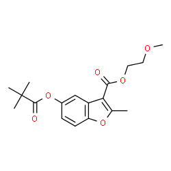 ChemSpider 2D Image | 2-Methoxyethyl 5-[(2,2-dimethylpropanoyl)oxy]-2-methyl-1-benzofuran-3-carboxylate | C18H22O6