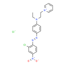 ChemSpider 2D Image | 1-{2-[{4-[(E)-(2-Chloro-4-nitrophenyl)diazenyl]phenyl}(ethyl)amino]ethyl}pyridinium chloride | C21H21Cl2N5O2