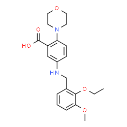 ChemSpider 2D Image | 5-[(2-Ethoxy-3-methoxybenzyl)amino]-2-(4-morpholinyl)benzoic acid | C21H26N2O5