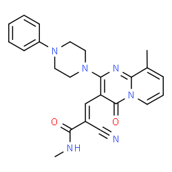 ChemSpider 2D Image | (2E)-2-Cyano-N-methyl-3-[9-methyl-4-oxo-2-(4-phenyl-1-piperazinyl)-4H-pyrido[1,2-a]pyrimidin-3-yl]acrylamide | C24H24N6O2