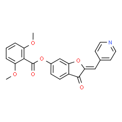 ChemSpider 2D Image | (2Z)-3-Oxo-2-(4-pyridinylmethylene)-2,3-dihydro-1-benzofuran-6-yl 2,6-dimethoxybenzoate | C23H17NO6