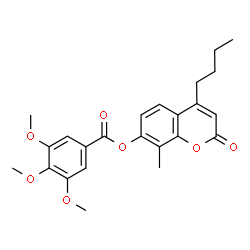 ChemSpider 2D Image | 4-Butyl-8-methyl-2-oxo-2H-chromen-7-yl 3,4,5-trimethoxybenzoate | C24H26O7