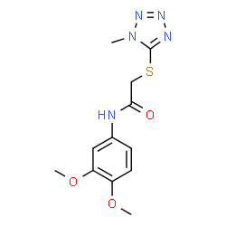 ChemSpider 2D Image | N-(3,4-Dimethoxyphenyl)-2-[(1-methyl-1H-tetrazol-5-yl)sulfanyl]acetamide | C12H15N5O3S
