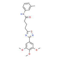 ChemSpider 2D Image | N-(3-Methylphenyl)-4-[3-(3,4,5-trimethoxyphenyl)-1,2,4-oxadiazol-5-yl]butanamide | C22H25N3O5