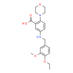 ChemSpider 2D Image | 5-[(4-Ethoxy-3-methoxybenzyl)amino]-2-(4-morpholinyl)benzoic acid | C21H26N2O5