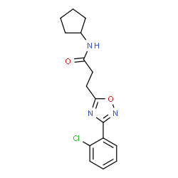 ChemSpider 2D Image | 3-[3-(2-Chlorophenyl)-1,2,4-oxadiazol-5-yl]-N-cyclopentylpropanamide | C16H18ClN3O2