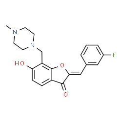 ChemSpider 2D Image | (2Z)-2-(3-Fluorobenzylidene)-6-hydroxy-7-[(4-methyl-1-piperazinyl)methyl]-1-benzofuran-3(2H)-one | C21H21FN2O3