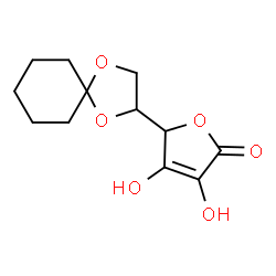 ChemSpider 2D Image | 5-(1,4-Dioxaspiro[4.5]dec-2-yl)-3,4-dihydroxy-2(5H)-furanone | C12H16O6