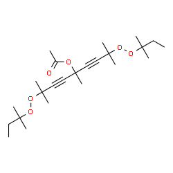 ChemSpider 2D Image | 2,5,8-Trimethyl-2,8-bis[(2-methyl-2-butanyl)peroxy]-3,6-nonadiyn-5-yl acetate | C24H40O6