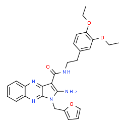 ChemSpider 2D Image | 2-Amino-N-[2-(3,4-diethoxyphenyl)ethyl]-1-(2-furylmethyl)-1H-pyrrolo[2,3-b]quinoxaline-3-carboxamide | C28H29N5O4