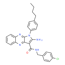ChemSpider 2D Image | 2-Amino-1-(4-butylphenyl)-N-(4-chlorobenzyl)-1H-pyrrolo[2,3-b]quinoxaline-3-carboxamide | C28H26ClN5O