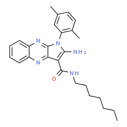 ChemSpider 2D Image | 2-Amino-1-(2,5-dimethylphenyl)-N-heptyl-1H-pyrrolo[2,3-b]quinoxaline-3-carboxamide | C26H31N5O
