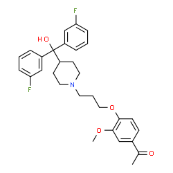 ChemSpider 2D Image | 1-[4-(3-{4-[Bis(3-fluorophenyl)(hydroxy)methyl]-1-piperidinyl}propoxy)-3-methoxyphenyl]ethanone | C30H33F2NO4