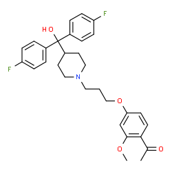 ChemSpider 2D Image | 1-[4-(3-{4-[Bis(4-fluorophenyl)(hydroxy)methyl]-1-piperidinyl}propoxy)-2-methoxyphenyl]ethanone | C30H33F2NO4