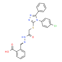 ChemSpider 2D Image | 2-{[({[4-(4-Chlorophenyl)-5-phenyl-4H-1,2,4-triazol-3-yl]sulfanyl}acetyl)hydrazono]methyl}benzoic acid | C24H18ClN5O3S