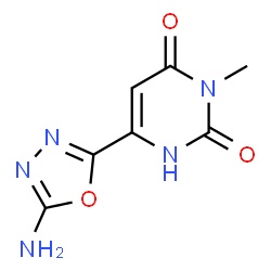 ChemSpider 2D Image | 6-(5-Amino-1,3,4-oxadiazol-2-yl)-3-methyl-2,4(1H,3H)-pyrimidinedione | C7H7N5O3