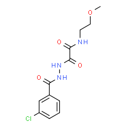 ChemSpider 2D Image | 2-[2-(3-Chlorobenzoyl)hydrazino]-N-(2-methoxyethyl)-2-oxoacetamide | C12H14ClN3O4