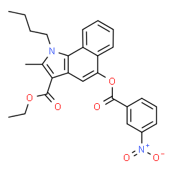 ChemSpider 2D Image | Ethyl 1-butyl-2-methyl-5-[(3-nitrobenzoyl)oxy]-1H-benzo[g]indole-3-carboxylate | C27H26N2O6