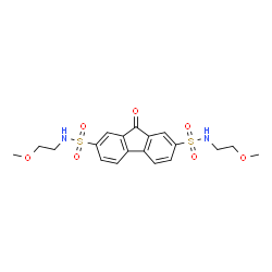 ChemSpider 2D Image | N,N'-Bis(2-methoxyethyl)-9-oxo-9H-fluorene-2,7-disulfonamide | C19H22N2O7S2
