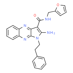 ChemSpider 2D Image | 2-Amino-N-(2-furylmethyl)-1-(2-phenylethyl)-1H-pyrrolo[2,3-b]quinoxaline-3-carboxamide | C24H21N5O2