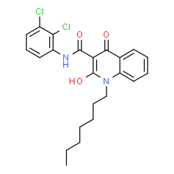 ChemSpider 2D Image | N-(2,3-Dichlorophenyl)-1-heptyl-2-hydroxy-4-oxo-1,4-dihydro-3-quinolinecarboxamide | C23H24Cl2N2O3