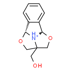 ChemSpider 2D Image | (4aR,8bS)-2a-(Hydroxymethyl)-2a,3,4a,8b-tetrahydro-2H-1,4-dioxa-8c-azoniapentaleno[1,6-ab]indene | C12H14NO3