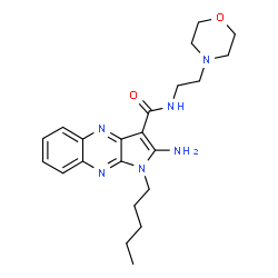 ChemSpider 2D Image | 2-Amino-N-[2-(4-morpholinyl)ethyl]-1-pentyl-1H-pyrrolo[2,3-b]quinoxaline-3-carboxamide | C22H30N6O2