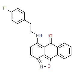 ChemSpider 2D Image | 5-{[2-(4-Fluorophenyl)ethyl]amino}-6H-anthra[1,9-cd][1,2]oxazol-6-one | C22H15FN2O2
