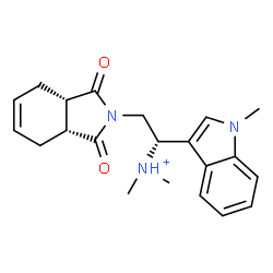 ChemSpider 2D Image | (1S)-2-[(3aR,7aS)-1,3-Dioxo-1,3,3a,4,7,7a-hexahydro-2H-isoindol-2-yl]-N,N-dimethyl-1-(1-methyl-1H-indol-3-yl)ethanaminium | C21H26N3O2